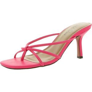 Kitten Heels Neon Pink Womens Lolaa Pink Slip On Thong Strappy Slide Shoes NWT